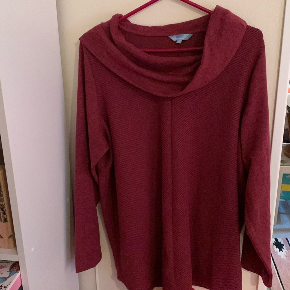 Penman’s plus burgundy cowl sweater 2x